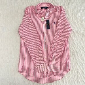 Pink Striped Ralph Lauren Collared Dress Shirt